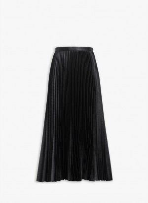 Black Women's Alaia Crocodile Satin Midi Skirts Singapore | D7B-0890