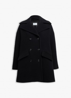 Black Women's Alaia Double Breasted Caban Coats Singapore | A3Q-6565