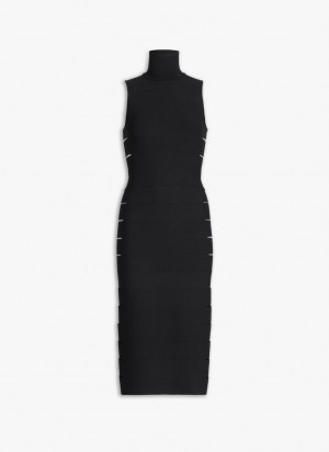 Black Women's Alaia Knit Band Dress Singapore | M4M-6545