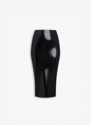 Black Women's Alaia Latex Pencil Skirts Singapore | N7R-6701