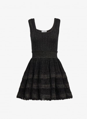 Black Women's Alaia Lurex Crinoline Dress Singapore | F0U-0682