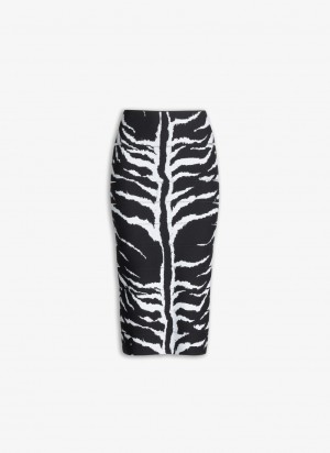 Black Women's Alaia Pencil Animal Knit Skirts Singapore | V3S-4467