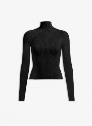 Black Women's Alaia Rib Knit Jumper Sweaters Singapore | Y3K-7952