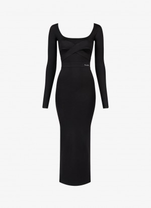 Black Women's Alaia Sculpting Jersey Dress Singapore | O2G-0817