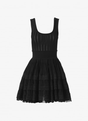 Black Women's Alaia Shiny Crinoline Dress Singapore | D7J-4494