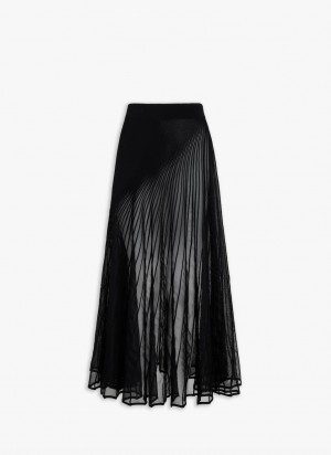 Black Women's Alaia Twisted Long Skirts Singapore | W7H-8898