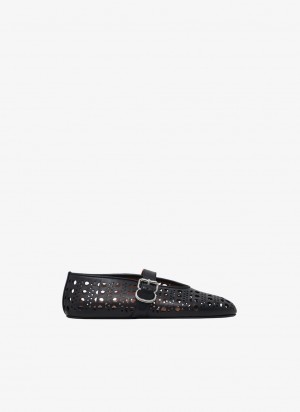 Black Women's Alaia Vienne Lambskin Ballet Flats Singapore | B4W-5764