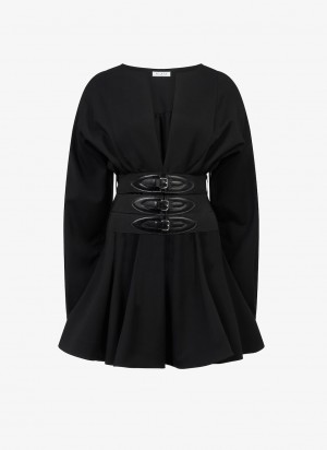 Black Women's Alaia Wool Buckle Dress Singapore | V0E-8232