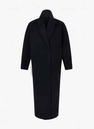 Black Women's Alaia Wool Coats Singapore | O1F-7663