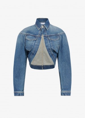 Blue Women's Alaia Denim Cardi Jackets Singapore | K5H-6121