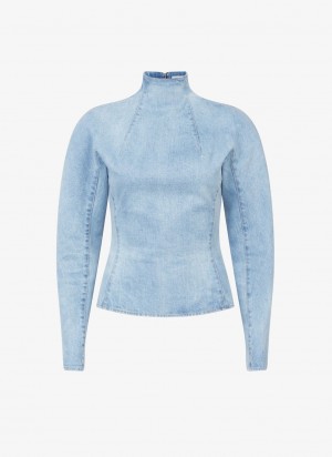 Blue Women's Alaia Denim Tops Singapore | Z4P-6556