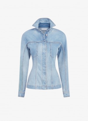 Blue Women's Alaia Fitted Denim Jackets Singapore | Y3J-9628