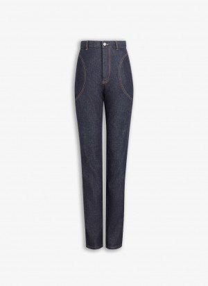 Blue Women's Alaia Highwaist Denim Pants Singapore | D3J-5376