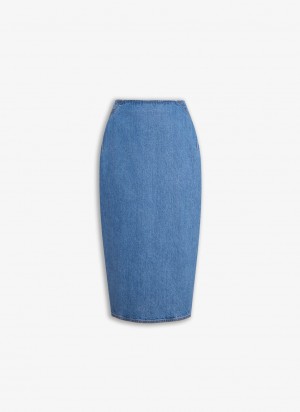 Blue Women's Alaia Pencil Denim Skirts Singapore | H5E-9331