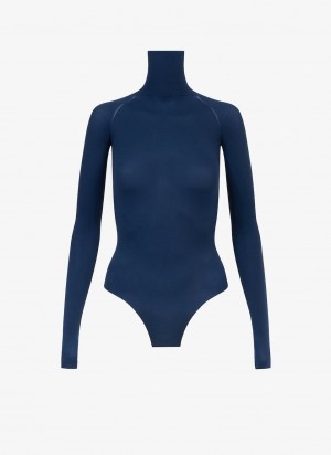 Blue Women's Alaia Second Skin Knit Body Bodysuits Singapore | H6S-6416