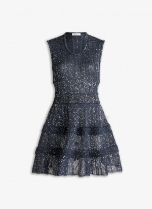 Blue Women's Alaia Sequin Crinoline Dress Singapore | S4T-0110