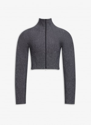 Gray Women's Alaia Highneck Cropped Jackets Singapore | A5A-2511