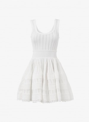 Optic White Women's Alaia Shiny Crinoline Dress Singapore | G2Y-2864