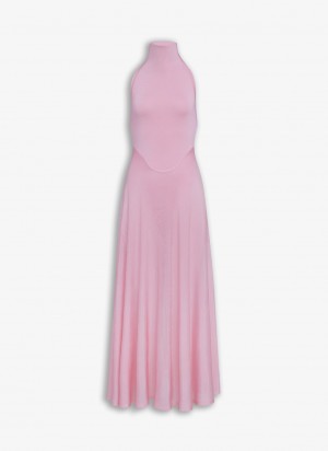 Pink Women's Alaia Shiny Flared Dress Singapore | T1S-5246