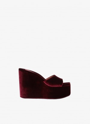 Red Women's Alaia Riviera Wedge Mules Singapore | S6X-7485