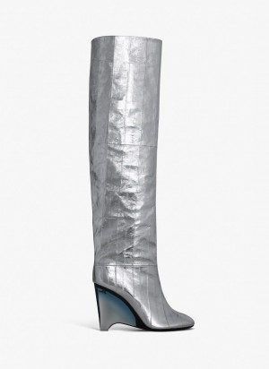 Silver Women's Alaia Wedge Boots Singapore | T9L-3408