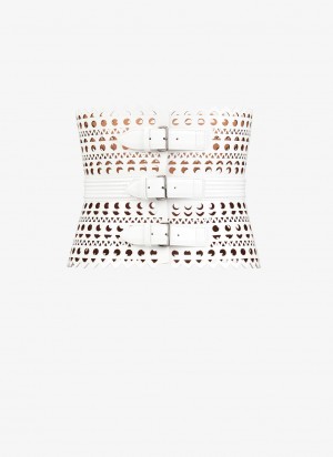 White Women's Alaia Corset Belts Singapore | E0K-8052