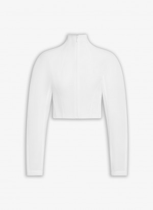 White Women's Alaia Highneck Jacket Coats Singapore | J0W-1353