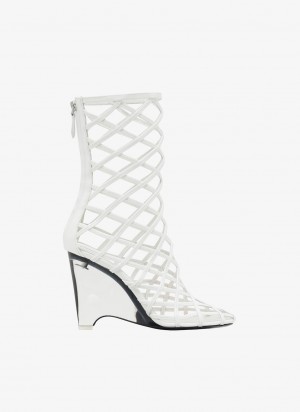 White Women's Alaia La Cage Wedge Boots Singapore | P8N-3140