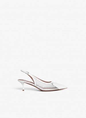 White Women's Alaia Le Cœur Slingbacks Pumps Singapore | E4C-4080