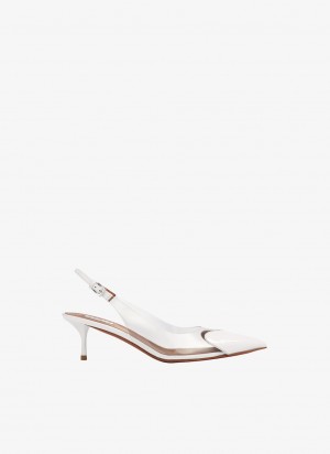 White Women's Alaia Le Cœur Slingbacks Pumps Singapore | O7E-3125