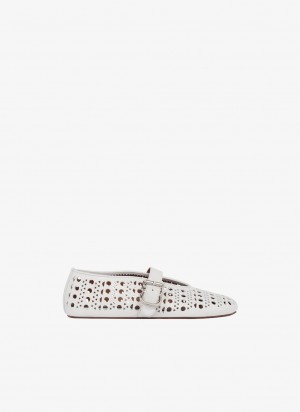 White Women's Alaia Vienne Lambskin Ballet Flats Singapore | J7N-5994