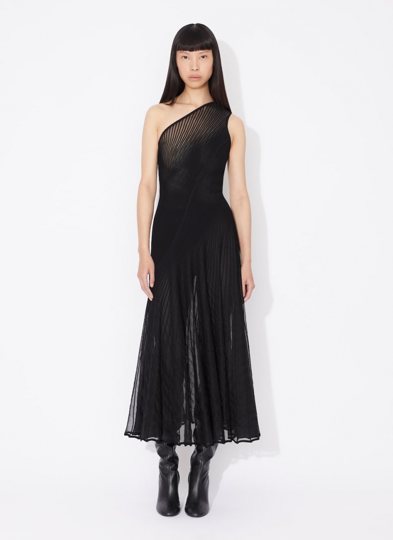 Black Women's Alaia Asymmetrical Twisted Dress Singapore | N0B-7425