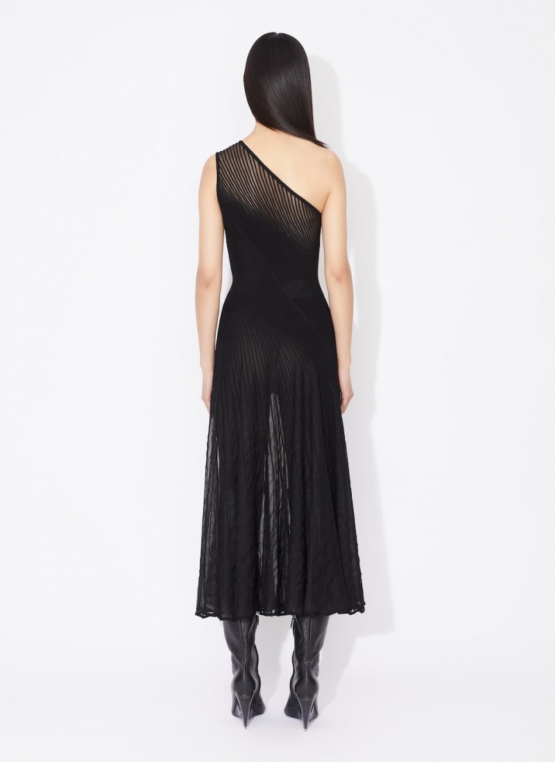 Black Women's Alaia Asymmetrical Twisted Dress Singapore | N0B-7425