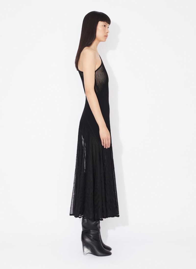 Black Women's Alaia Asymmetrical Twisted Dress Singapore | N0B-7425