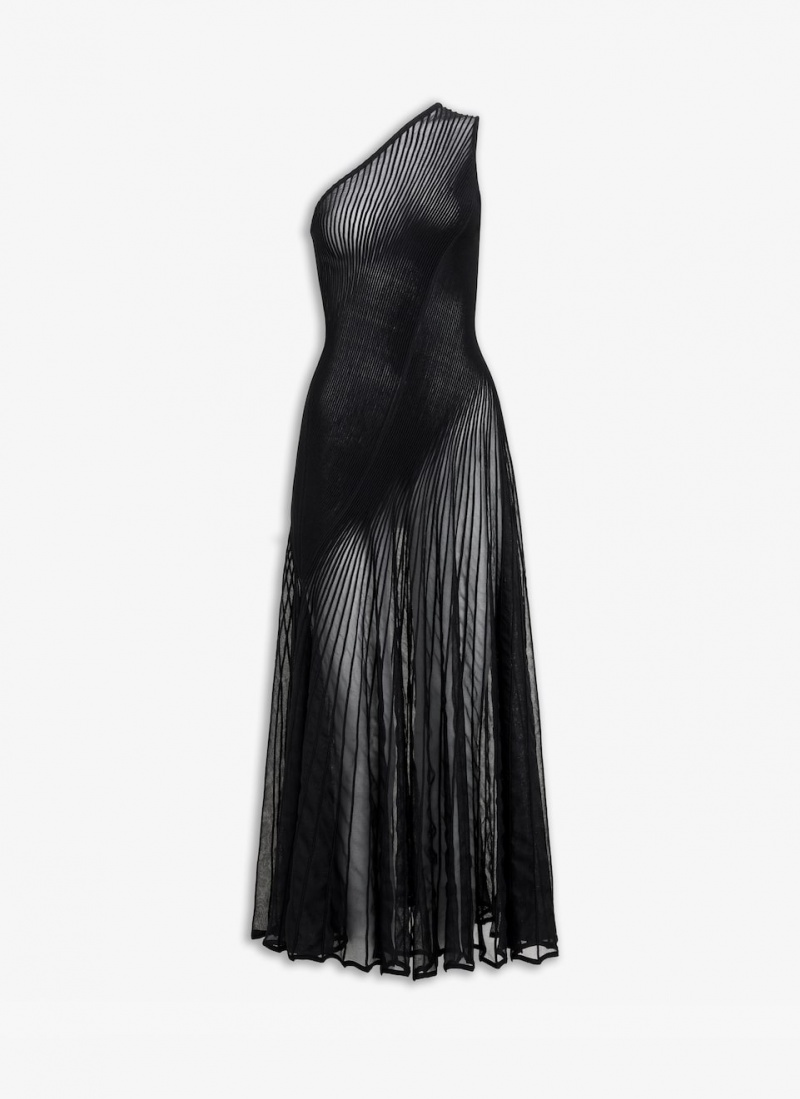 Black Women\'s Alaia Asymmetrical Twisted Dress Singapore | N0B-7425