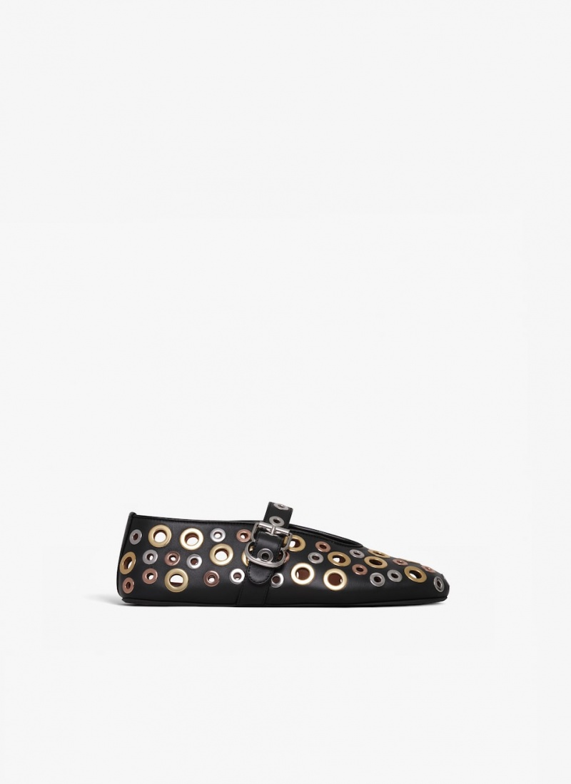 Black Women\'s Alaia Ballet Eyelet Ballet Flats Singapore | G5U-1960