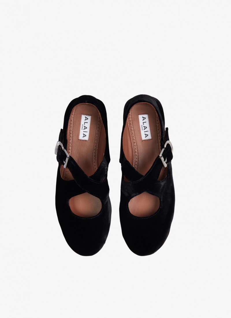 Black Women's Alaia Criss Cross Ballet Flats Singapore | F7O-5177