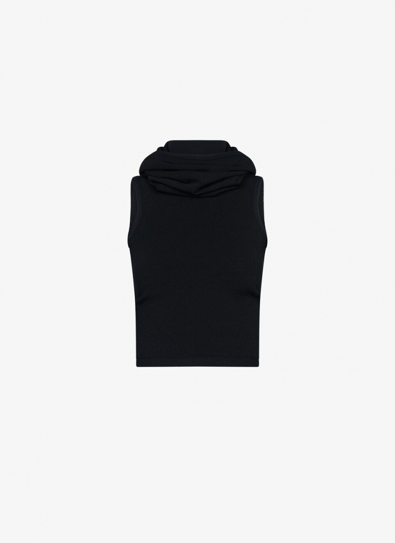 Black Women\'s Alaia Crop Hooded Tops Singapore | Y2O-9070