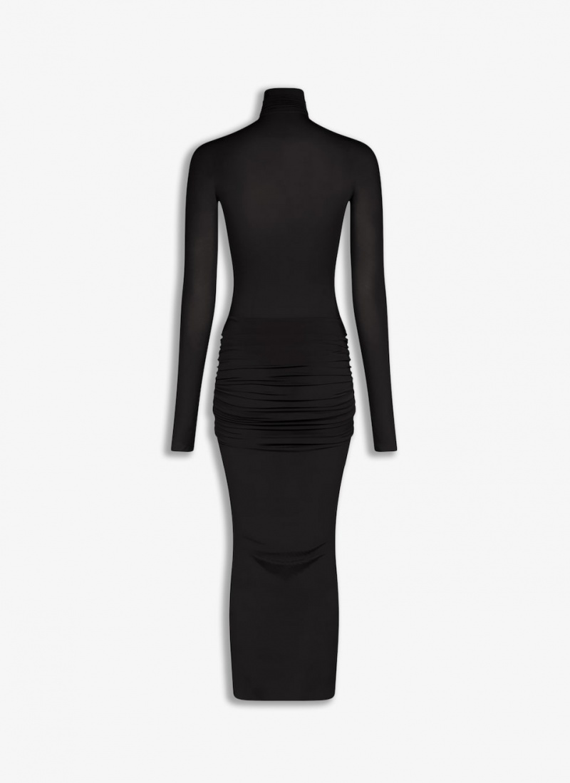 Black Women's Alaia Draped Jersey Dress Singapore | M9W-8533