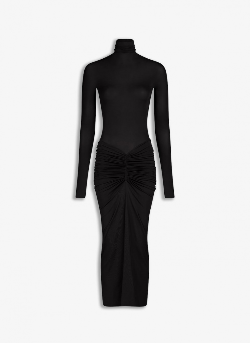 Black Women\'s Alaia Draped Jersey Dress Singapore | M9W-8533