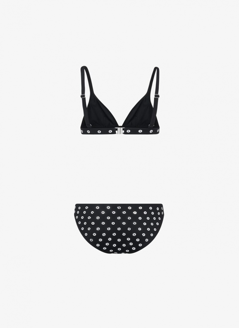 Black Women's Alaia Eyelet Bikini Swimwear Singapore | H1U-0916