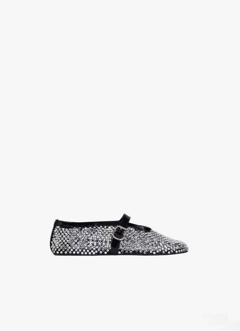 Black Women\'s Alaia Fishnet And Strass Ballet Flats Singapore | K0O-0573