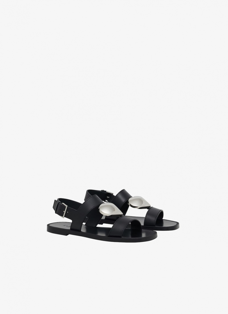 Black Women's Alaia Flat Le Cœur Sandals Singapore | W5T-6148