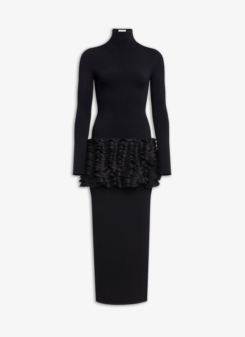 Black Women\'s Alaia Frill Dress Singapore | Z7M-5809