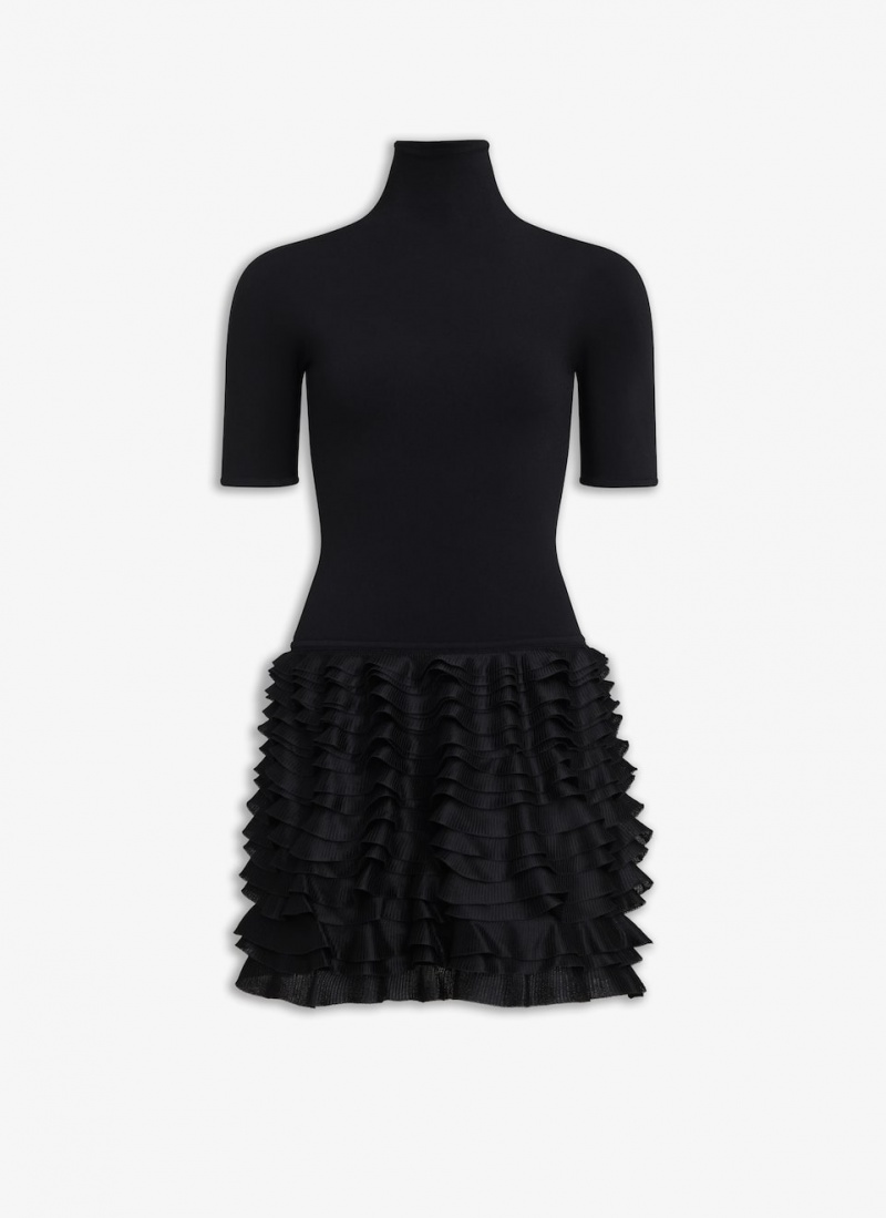 Black Women\'s Alaia Frill Mini Dress Singapore | N4X-4722