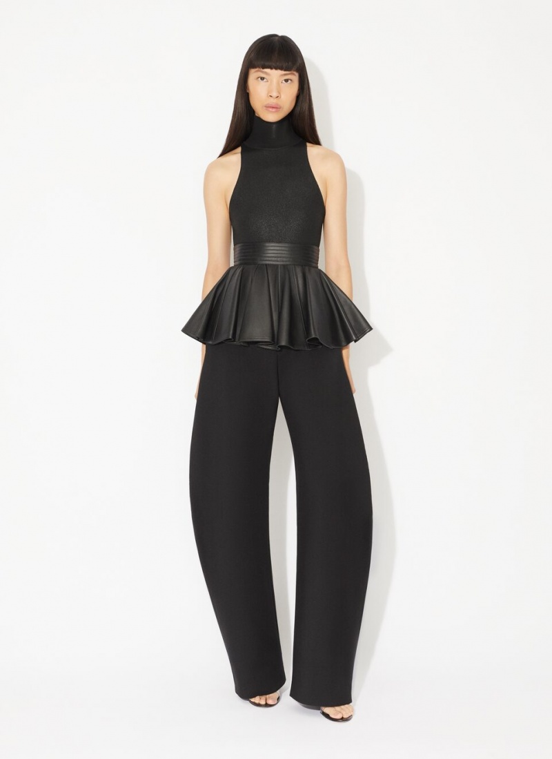 Black Women's Alaia High Neck Coated Body Bodysuits Singapore | Z6I-8446