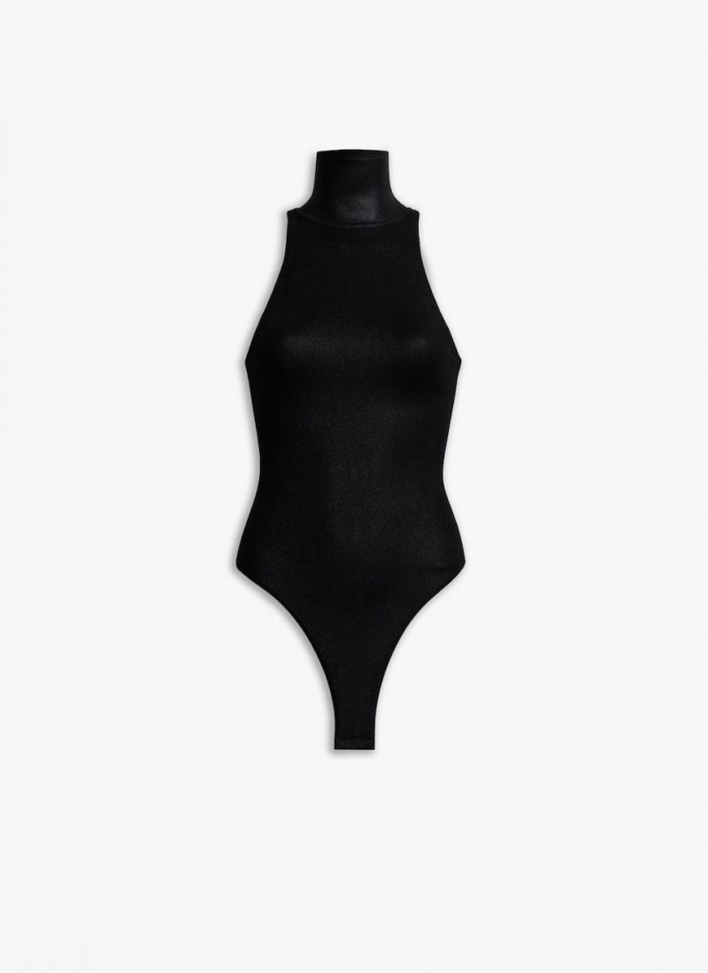 Black Women\'s Alaia High Neck Coated Body Bodysuits Singapore | Z6I-8446