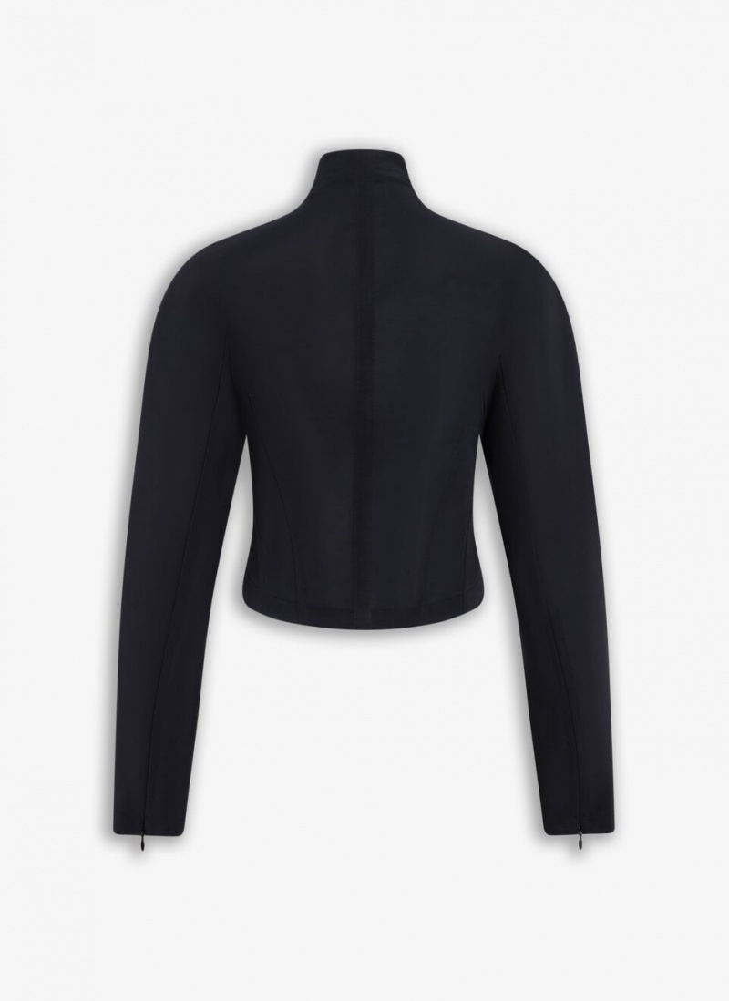 Black Women's Alaia Highneck Cropped Jackets Singapore | O9B-1665