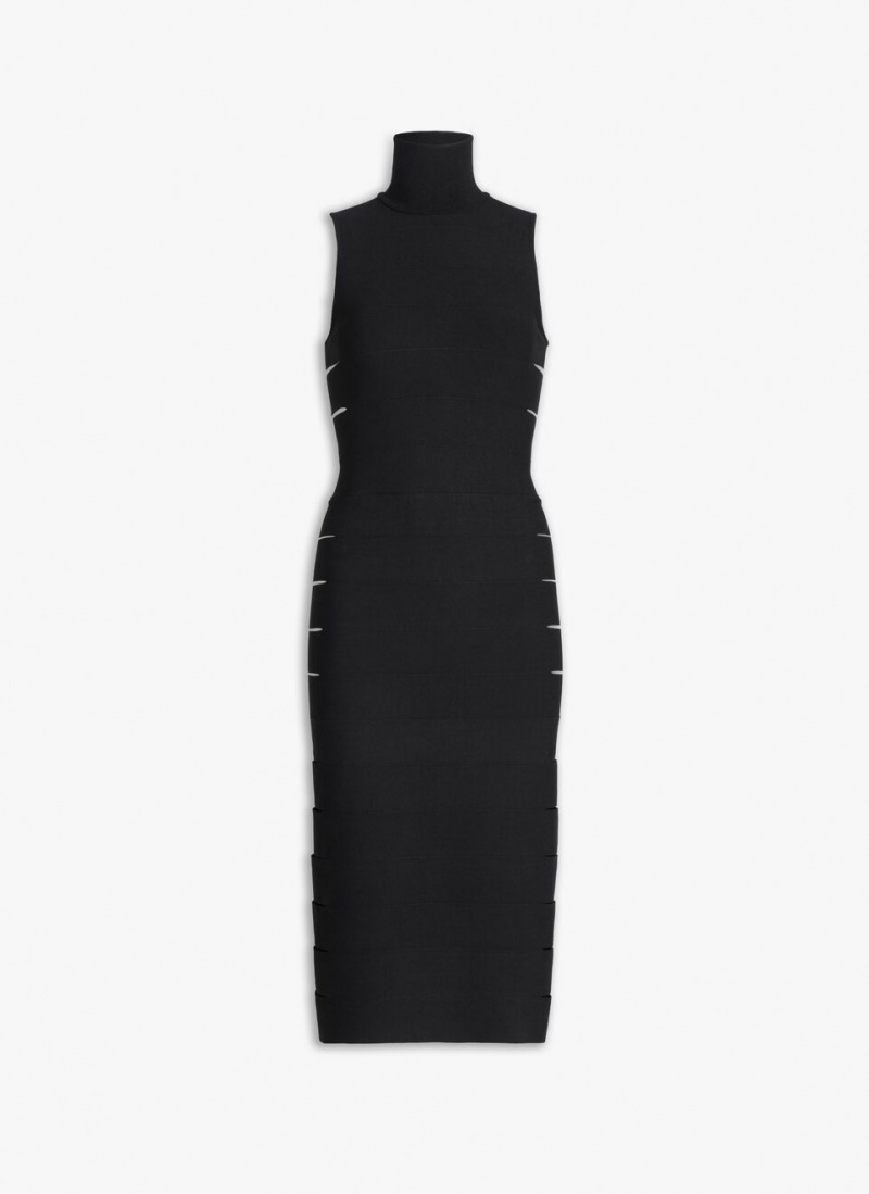 Black Women\'s Alaia Knit Band Dress Singapore | M4M-6545