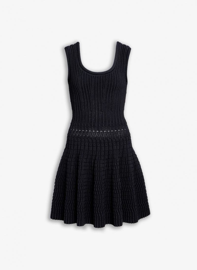 Black Women\'s Alaia Knit Skater Dress Singapore | O7H-1664